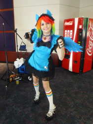 Size: 2448x3264 | Tagged: safe, artist:destinycosplay, rainbow dash, human, collar, cosplay, irl, irl human, photo, solo