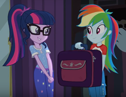 Size: 744x572 | Tagged: safe, derpibooru import, screencap, rainbow dash, twilight sparkle, equestria girls, legend of everfree