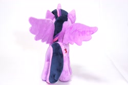 Size: 3000x2000 | Tagged: safe, artist:nekokevin, twilight sparkle, twilight sparkle (alicorn), alicorn, pony, behind, cutie mark, female, irl, mare, photo, plushie, simple background, solo, spread wings, watermark, white background, wings