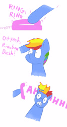 Size: 1600x3000 | Tagged: safe, artist:mopyr, derpibooru import, rainbow dash, pegasus, pony, ear rape, implied pinkie pie, meme, oh yeah mr krabs, phone