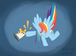 Size: 1024x760 | Tagged: safe, artist:kamy2425, rainbow dash, hamster, pegasus, pony, crossover, hamtaro, stan (hamtaro)