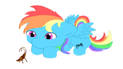 Size: 460x260 | Tagged: safe, artist:midnightpremiere, rainbow dash, cockroach, insect, pegasus, pony, filly, filly rainbow dash, solo