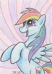 Size: 252x358 | Tagged: safe, artist:silverybeast, derpibooru import, rainbow dash, pegasus, pony, solo, traditional art