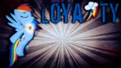 Size: 1191x670 | Tagged: safe, artist:justaninnocentpony, rainbow dash, pegasus, pony, element of loyalty, loyalty, solo