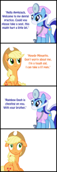 Size: 800x2370 | Tagged: safe, derpibooru import, applejack, big macintosh, minuette, rainbow dash, earth pony, pegasus, pony, comic, dentist, implied appledash, male, mood whiplash, rainbowmac, shipping, stallion, straight, well that escalated quickly