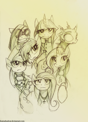 Size: 732x1017 | Tagged: safe, artist:foxinshadow, derpibooru import, applejack, fluttershy, pinkie pie, rainbow dash, rarity, twilight sparkle, changeling, earth pony, pegasus, pony, unicorn, fanfic, fanfic art, mane six, mass effect