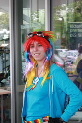 Size: 427x640 | Tagged: safe, artist:hakumeikira, rainbow dash, human, cosplay, irl, irl human, photo, solo