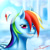 Size: 2880x2880 | Tagged: safe, artist:swiftriff, derpibooru import, rainbow dash, pegasus, pony, female, mare, simple background, solo