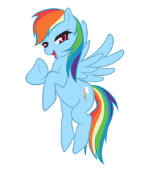 Size: 734x800 | Tagged: safe, artist:o0reika0o, rainbow dash, pegasus, pony, female, flying, hooves, mare, open mouth, simple background, solo, spread wings, vector, white background, wings