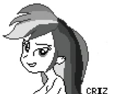 Size: 319x239 | Tagged: safe, artist:criz camacho, rainbow dash, equestria girls, game boy, monochrome, pixel art, solo