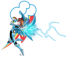 Size: 3333x3333 | Tagged: safe, artist:mauroz, derpibooru import, rainbow dash, human, clothes, cutie mark background, humanized, lightning, simple background, solo, transparent background, valkyrie, winged humanization