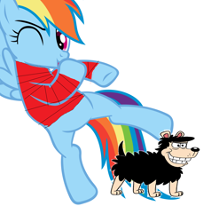 Size: 5028x5084 | Tagged: safe, derpibooru import, rainbow dash, pegasus, pony, absurd resolution, beano, crossover, dennis and gnasher, dennis the menace, gnasher