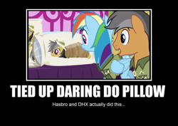 Size: 1872x1326 | Tagged: safe, artist:greenmachine987, derpibooru import, daring do, quibble pants, rainbow dash, pegasus, pony, stranger than fan fiction, body pillow, daring daki, motivational poster, pillow