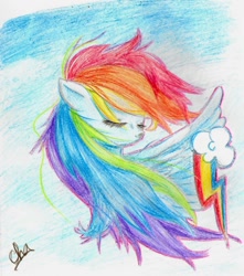 Size: 1024x1156 | Tagged: safe, artist:chacha9000, rainbow dash, pegasus, pony, cutie mark, solo, traditional art