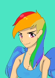 Size: 1024x1448 | Tagged: safe, artist:mangasaint, derpibooru import, rainbow dash, human, humanized, solo, winged humanization