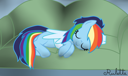 Size: 2500x1500 | Tagged: safe, artist:rulette, rainbow dash, soarin', pegasus, pony, female, male, shipping, sleeping, soarindash, straight