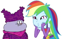 Size: 615x387 | Tagged: safe, rainbow dash, equestria girls, chowder, crossover, dashface