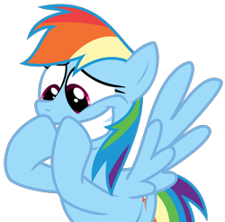 Size: 3272x3228 | Tagged: safe, artist:sketchmcreations, derpibooru import, rainbow dash, pegasus, pony, 28 pranks later, faic, grin, rainbow dash is best facemaker, simple background, smiling, snickering, solo, transparent background, vector