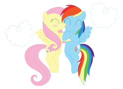 Size: 1600x1156 | Tagged: safe, artist:daieny, fluttershy, rainbow dash, pegasus, pony, cute, female, flutterdash, lesbian, love, shipping