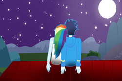 Size: 1024x679 | Tagged: safe, artist:rulette, rainbow dash, soarin', equestria girls, female, male, shipping, soarindash, straight