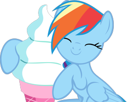 Size: 10271x8317 | Tagged: safe, artist:pink1ejack, derpibooru import, rainbow dash, pegasus, pony, 28 pranks later, absurd resolution, cute, dashabetes, food, ice cream, simple background, solo, transparent background, vector