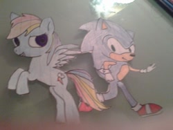 Size: 960x720 | Tagged: safe, artist:elapegasisterforever, derpibooru import, rainbow dash, craft, crossover, irl, papercraft, photo, sonic the hedgehog, sonic the hedgehog (series), traditional art