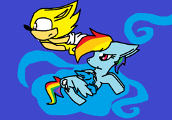 Size: 1024x712 | Tagged: safe, artist:sonicxxxamy, derpibooru import, rainbow dash, oc, pegasus, pony, 1000 hours in ms paint, crossover, sonic the hedgehog, sonic the hedgehog (series), super sonic, unnamed oc