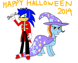 Size: 1024x830 | Tagged: safe, artist:infinityr319, derpibooru import, rainbow dash, pony, clothes, cosplay, costume, crossover, doctor eggman, halloween, happy halloween, implied trixie, simple background, sonic the hedgehog, sonic the hedgehog (series), transparent background