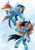 Size: 2480x3507 | Tagged: safe, artist:jinzhan, rainbow dash, oc, oc:sunset sprint, pegasus, pony, commission, goggles, spread wings, wonderbolts, wonderbolts uniform