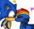 Size: 408x350 | Tagged: safe, artist:evabronyloveart, derpibooru import, rainbow dash, pegasus, pony, blushing, crossover, female, heart, interspecies, kissing, male, shipping, sonic the hedgehog, sonic the hedgehog (series), sonicdash, straight