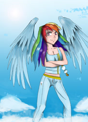 Size: 2550x3507 | Tagged: safe, artist:mlj-lucarias, rainbow dash, human, humanized, solo, winged humanization