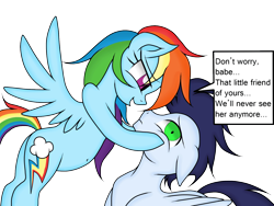 Size: 1500x1125 | Tagged: safe, artist:rainbowflyingflied, derpibooru import, rainbow dash, soarin', pegasus, pony, belly button, female, implied murder, male, shipping, soarindash, straight, yandere, yanderebow dash