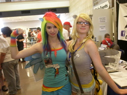 Size: 3264x2448 | Tagged: artist needed, safe, derpy hooves, rainbow dash, human, 2013, convention, cosplay, glasses, irl, irl human, photo, tokyo in tulsa