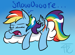 Size: 1127x833 | Tagged: safe, artist:php92, rainbow dash, pegasus, pony, 30 minute art challenge, cloud, sleeping, snoring, solo