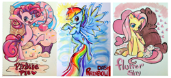 Size: 900x412 | Tagged: safe, artist:luvlymilk, derpibooru import, fluttershy, pinkie pie, rainbow dash, earth pony, pegasus, pony, female, mare