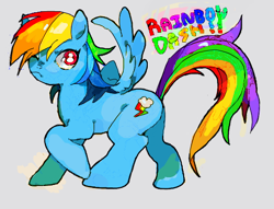 Size: 510x390 | Tagged: safe, artist:muraki, rainbow dash, pegasus, pony, blue coat, female, mare, multicolored mane, pixiv, solo