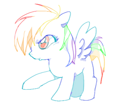 Size: 352x311 | Tagged: safe, artist:muraki, rainbow dash, pegasus, pony, blank flank, filly, filly rainbow dash, pixiv, solo