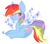 Size: 1013x893 | Tagged: safe, artist:starl, rainbow dash, pegasus, pony, blue coat, female, mare, multicolored mane, simple background, solo, white background, wings