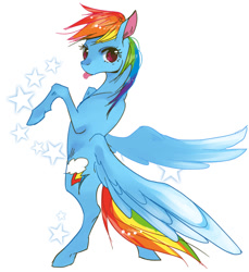 Size: 637x695 | Tagged: safe, artist:pasikon, rainbow dash, pegasus, pony, blue coat, female, mare, multicolored mane, simple background, solo, white background, wings