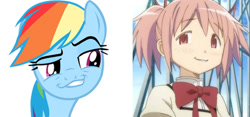 Size: 720x336 | Tagged: safe, rainbow dash, pegasus, pony, female, madoka kaname, mare, puella magi madoka magica, smugdash