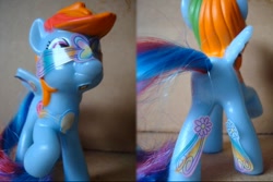 Size: 692x462 | Tagged: safe, rainbow dash, irl, mcdonald's happy meal toys, photo, rainbow power, solo, sticker, toy