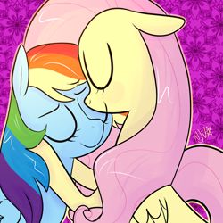 Size: 1024x1024 | Tagged: safe, artist:chandelurres, fluttershy, rainbow dash, pegasus, pony, female, flutterdash, lesbian, shipping