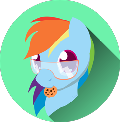 Size: 6000x6089 | Tagged: safe, artist:ducheved, derpibooru import, rainbow dash, pegasus, pony, absurd resolution, bust, colored pupils, cookie, food, glass, looking at you, mouth hold, solo