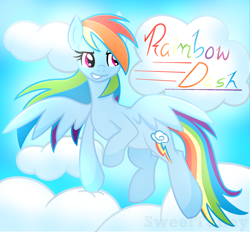 Size: 1844x1712 | Tagged: safe, artist:sweettuney, derpibooru import, rainbow dash, pegasus, pony, cloud, sky, solo