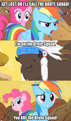 Size: 1024x1728 | Tagged: safe, derpibooru import, edit, edited screencap, screencap, chief thunderhooves, pinkie pie, rainbow dash, earth pony, pegasus, pony, over a barrel, ..., comic, image macro, movie quote, screencap comic, the princess bride