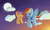 Size: 3000x1800 | Tagged: safe, artist:cpt-firespit, rainbow dash, scootaloo, pegasus, pony, flying, scootaloo can fly