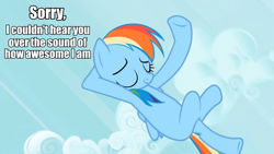 Size: 960x541 | Tagged: safe, screencap, rainbow dash, pegasus, pony, awesome, image macro, meme, solo