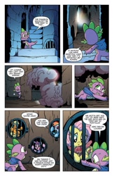 Size: 584x898 | Tagged: safe, derpibooru import, idw, applejack, fluttershy, miss buffy, rainbow dash, spike, twilight sparkle, dragon, earth pony, pegasus, pony, spoiler:comic, spoiler:comic08, comic