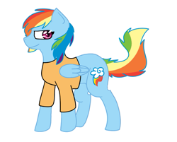 Size: 577x465 | Tagged: safe, artist:shana-konoha, rainbow dash, pegasus, pony, clothes, prison outfit, smiling, solo