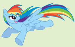 Size: 859x535 | Tagged: safe, artist:yark-wark, rainbow dash, pegasus, pony, blue coat, female, flying, mare, multicolored mane, solo